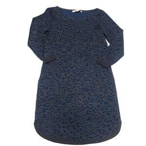 Loft sweater dress leopard wool blend women's small